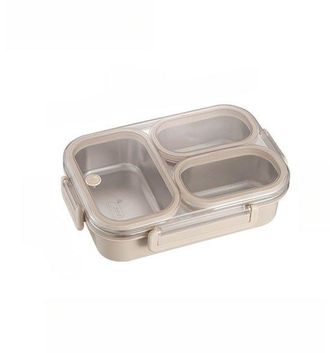 OEM Fiambrera De Acero Inoxidable, Fiambrera Para S&aacute;ndwiches, Fiambrera, Fiambrera Para S&aacute;ndwiches Para Adultos, Beige, Tres Compartimentos