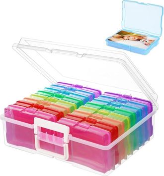 OEM Caja De Almacenamiento De Pl&aacute;stico Con 16 Fundas Para 960 Fotos De 10 X 15 Cm - Pl&aacute;stico De Polipropileno De Calidad De Archivo - Asa Y Separadores In