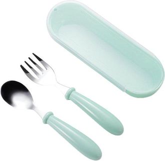 OEM Juego De Cubiertos Infantiles - Juego De 3 Piezas - Tenedor, Cuchara, Caja De Almacenamiento - Acero Inoxidable - Mango De Silicona