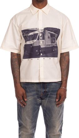 Icecream Truck Graphic Short Sleeve Button-Up Shirt in Antique White at Nordstrom, Size Xx-Large