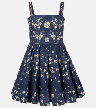 Agua Bendita Lima floral cotton minidress