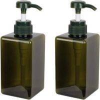 OEM Dispensador De Jab&oacute;n De 450 Ml, Paquete De 2 Unidades, Bomba De Vac&iacute;o De Pl&aacute;stico Para Cocina Y Ba&ntilde;o, Dise&ntilde;o Verde Oscuro - Crezuo