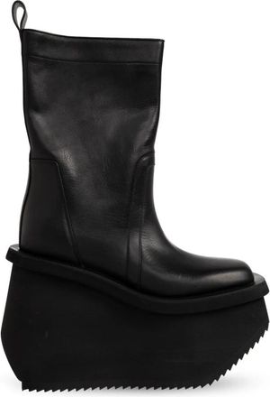 Rick Owens Factory Boots Platform Enkellaarsjes - Heren - Sleehakken - Zwart - 43 EU - Leer - Schoenen