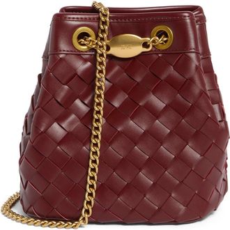 JW PEI Yara Woven Faux Leather Bucket Bag in Burgundy at Nordstrom