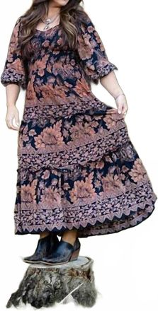 Angie Floral Maxi Dress In Black Multi