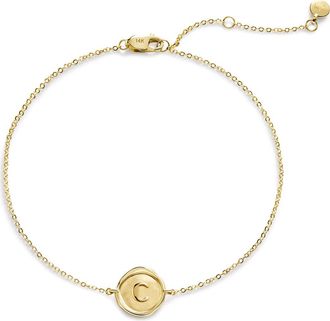 Monica Vinader Initial Stamp Charm Bracelet in 14Kt Solid Gold C at Nordstrom