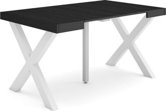 Skraut Home Skraut Home - Consolle allungabile, Tavolo consolle allungabile, 140, Per 6 persone, Gambe in legno, Stile moderno, Nero