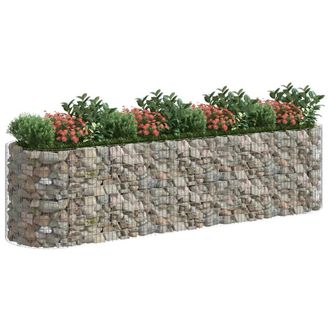 Berkfield Home Durable Gabion Raised Bed Galvanised Iron 400x100x100 cm in Silver | Size: 400 x 100 x 100 cm