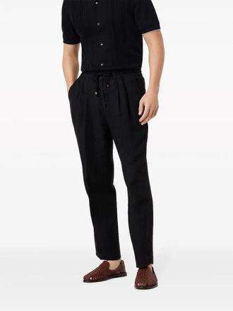 Brunello Cucinelli Linen Relaxed Trousers - Black