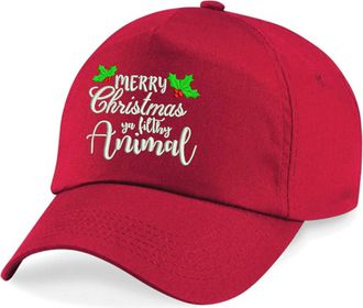 Generic Embroidered Merry Christmas Ya Filthy Animal Original Baseball Cap, Funny Xmas Gift Unisex Hat (Red)