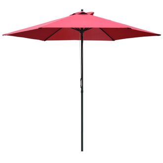 OUTSUNNY 2.8m Patio Umbrella Parasol Outdoor Table Umbrella 6 Ribs Wine Red | TJ Hughes