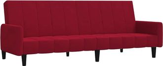 vidaXL Sof&aacute; Cama De 2 Plazas Terciopelo Color Vino Tinto Vidaxl