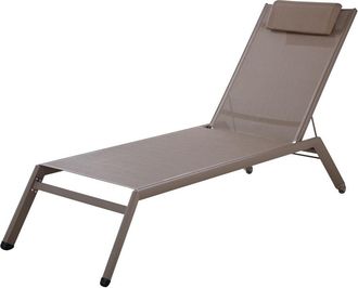 Maisons du monde Tumbona de aluminio y tela plastificada marr&oacute;n