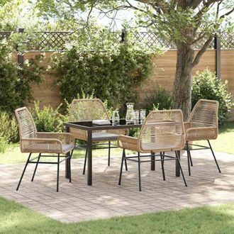 vidaXL Vidaxl - Conjunto De Comedor De Jard&iacute;n 5 Pcs Marr&oacute;n Rat&aacute;n Sint&eacute;tico