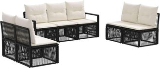 vidaXL Conjunto De Sof&aacute;s De Jard&iacute;n 7 Uds. Negro Rat&aacute;n Sint&eacute;tico Vidaxl
