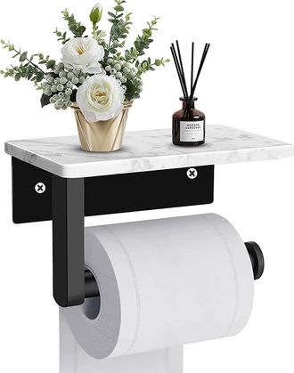 OEM Portarrollos De Papel Higi&eacute;nico Con Estante/portarrollos De Papel Higi&eacute;nico De Acero Inoxidable Con Acabado M&aacute;rmol, 17 Cm, Color Negro (negro)