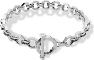 Off-white Hex Nut Lab Grown Diamond Toggle Bracelet in Silver at Nordstrom, Size 8