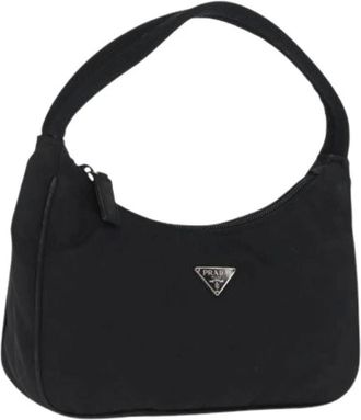 Prada Pre-owned Shoulder Bags, female, Black, Size: ONE SIZE Pre-owned Nylon Pouch