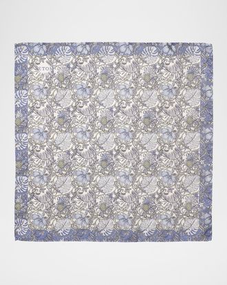 Eton Men & apos;s Tropical Floral Silk Pocket Square