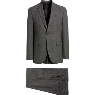 AllSaints Ross Slim Fit Grey M&eacute;lange Wool Suit in Charcoal at Nordstrom Rack, Size 38 Regular