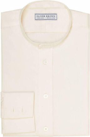 Oliver Brown Mandarin Collar Silk Shirt - Cream