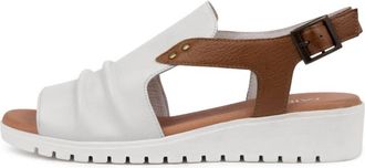 Django & Juliette Womens Madis Sandal In White/ Dark Tan Leather