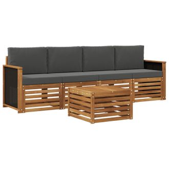 vidaXL Conjunto De Sof&aacute;s De Exterior 5 Pcs Natural Y Antracita Vidaxl