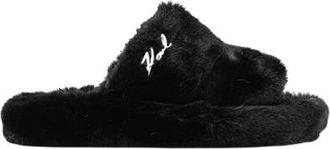 Karl Lagerfeld Hypnos Dubbele Band Slippers - Dames - Pantoffels - Zwart - 40 EU - Schoenen