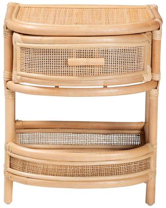 Baxton Studio Divitia Bohemian Rattan 1-Drawer Nightstand