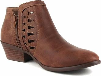 Soda Womens Perforated Cut Out Stacked Booties In Brown
