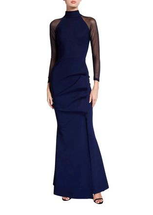 La Petite Robe Di Chiara Boni Womens Maylys Illusion Gown In Blu Notte
