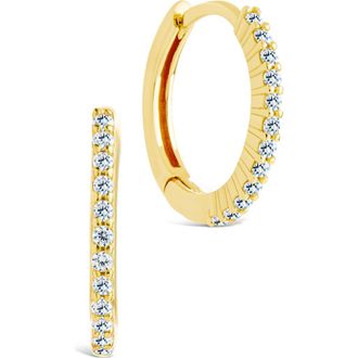 Sterling Forever Pav&eacute; Cubic Zirconia Micro Huggie Hoop Earrings in Gold at Nordstrom