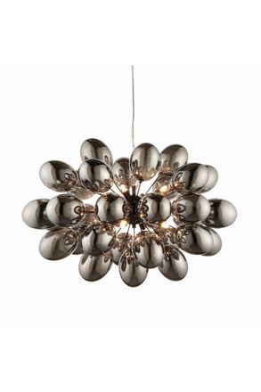 Netlighting Infinity Pendant Black Chrome Effect Plate & Smokey Mirror Effect Tinted Glass 8 Light Dimmable IP20 G9