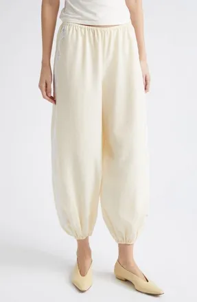 Poss&eacute; Tabitha Lace Trim Balloon Pants in Buttermilk at Nordstrom, Size Xx-Large