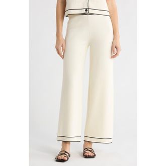 Elie Tahari Piped Sweater Pants in Ivory/Black at Nordstrom Rack, Size X-Large