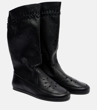 Isabel Marant Welky laser-cut leather mid-calf boots