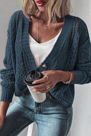 Azura Exchange Openknit V-hals Cardigan Sweater