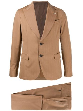 Manuel Ritz striped single-breasted suit - Brown