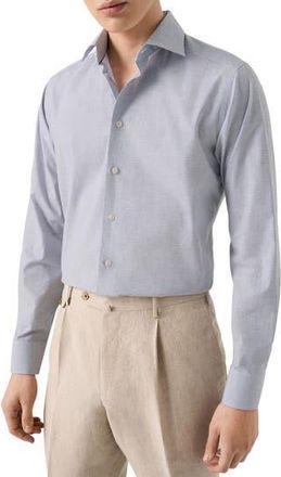 Eton Slim Fit Microcheck M&eacute;lange Cotton Dress Shirt in Light Purple at Nordstrom Rack, Size 14.5
