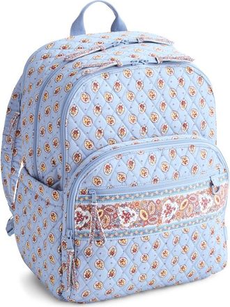Vera Bradley Large Bancroft Quilted Backpack in Blue Leaf at Nordstrom