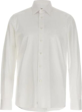 Borriello Spaccanapoli Katoenen Twill Overhemd - Heren - Casual Overhemden - Wit - L - Katoen - Overhemden