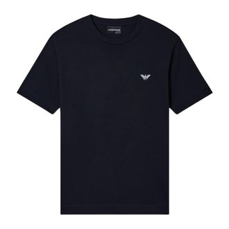 Emporio Armani T-Shirts, male, Blue, Size: 3XL Eagle Embroidery Crew-Neck T-Shirt