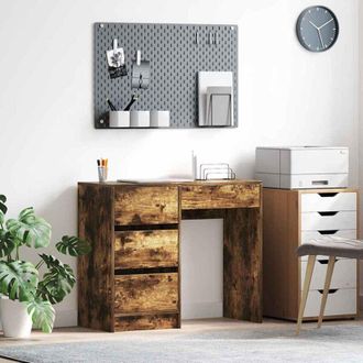 vidaXL Scrivania Rovere fum&eacute; 90 x 37,5 x 75 cm Legno multistrato - Vidaxl
