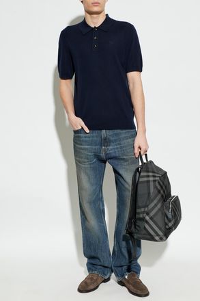 Burberry Cashmere Polo Marcus, Mens, Navy Blue
