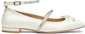 Stuart Weitzman Ballerinas met kristallen - Dames - Ballerinas - Beige - 37 1/2 EU - Schoenen