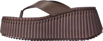 Chlo&eacute; Schoenen, Dames, Bruin, 40 EU, Leer, Nama Wedge Sandalen
