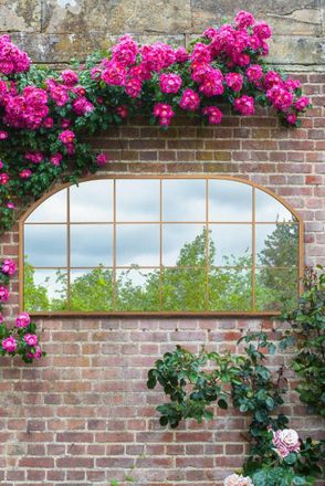 MirrorOutlet Gold Metal Framed Arched Garden Wall or Fence Mirror(174CM X 85CM) | Size: 1 Pack