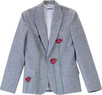Moschino Giacca Papaveri - Dames - Blazers - Grijs - L - Leer - Jassen