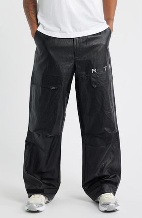 Rta Wylie Baggy Faux Leather Cargo Pants in Shiny Black at Nordstrom, Size 40