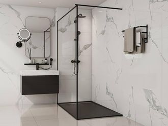 Vente-Unique Resin Above-Counter Or Undermount Shower Base - Black - 160 X 90 Cm | Size: 1600mm x 900mm